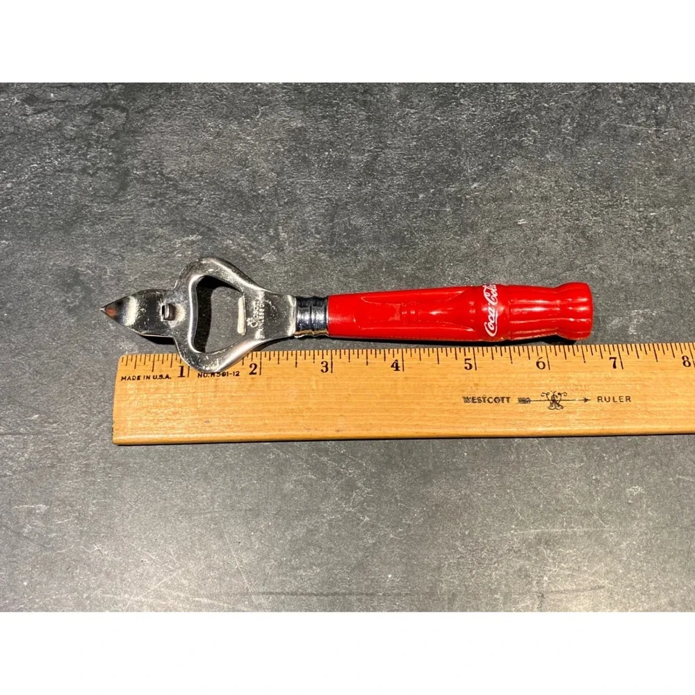 Vintage Coca-Cola Bottle Opener Gibson Stainless Steel Red Contour Bottle Handle